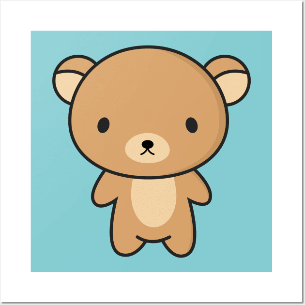 Cute and Kawaii Brown Bear Wall Art by happinessinatee